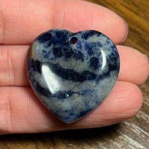 Sodalite heart shaped worry stone pendant